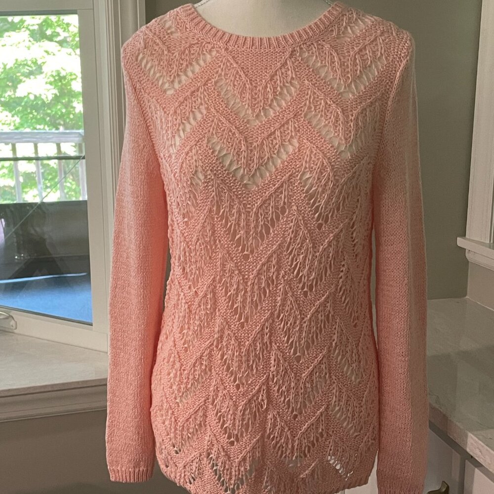 Talbots Petite Small Long Sleeved Peach Lightweight Sweater